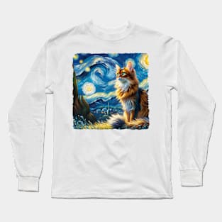 Somali Starry Night Inspired - Artistic Cat Long Sleeve T-Shirt